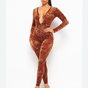 Fashion Nova Earthy Patterned Jumpsuit